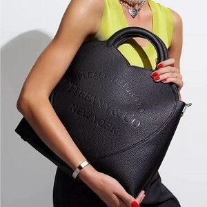 Tiffany & Co. Black Heart Purse Taurillion Leather RTT Large Tote Bag NEW